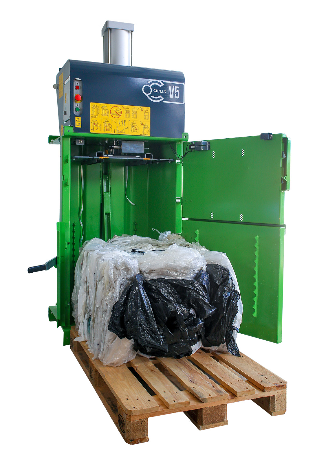 Pressa compattatrice pneumatica per cartone e plastica V5 Air