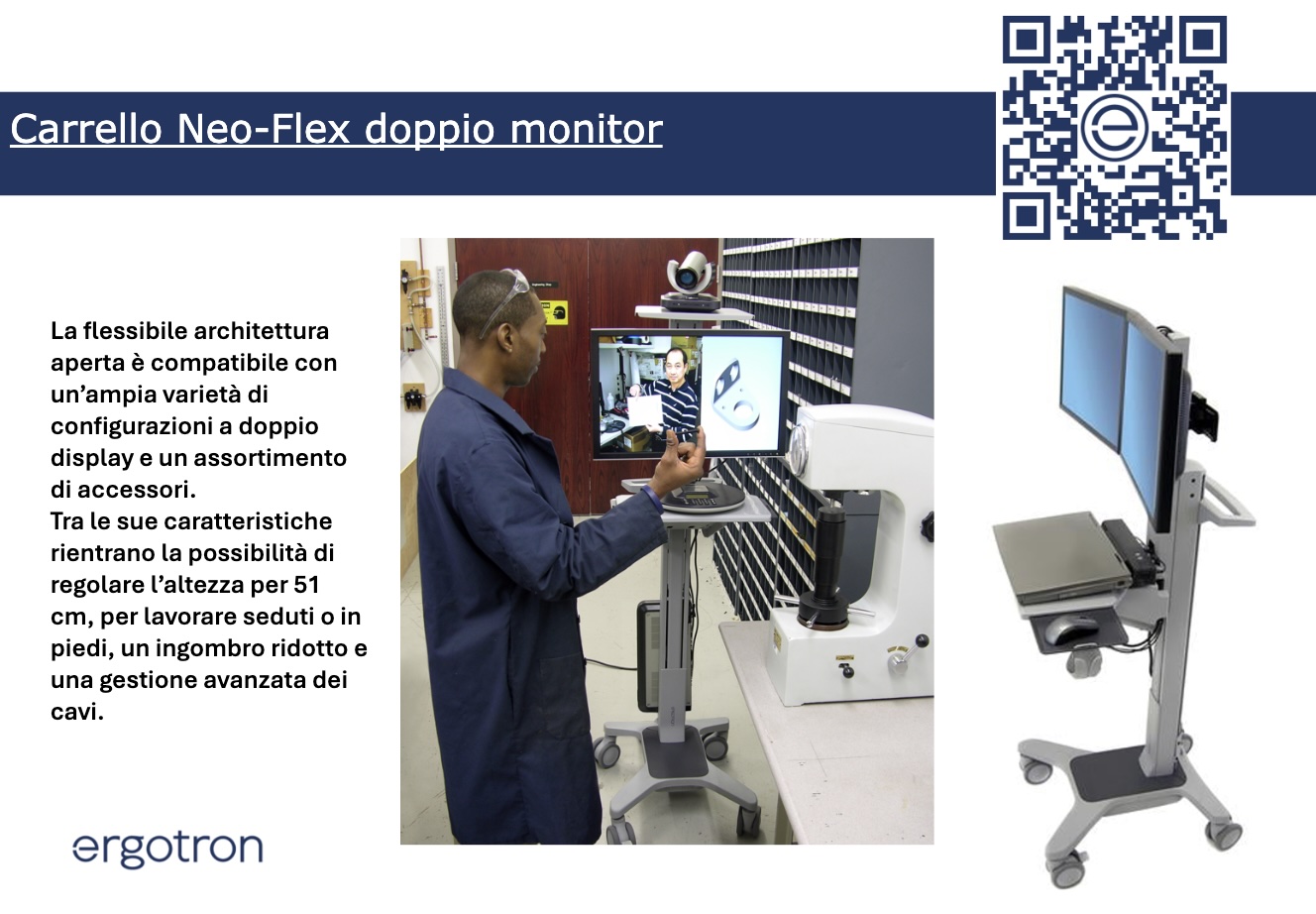 Carrello Neo-Flex doppio monitor